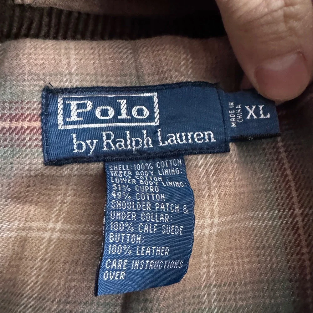 1990s Polo Ralph Lauren Vintage‎ Corduroy Leather Hunting Loden Jacket  XL